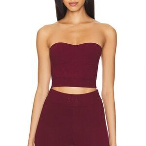 RtA Nour burgundy bustier corset style strapless crop top women’s size small